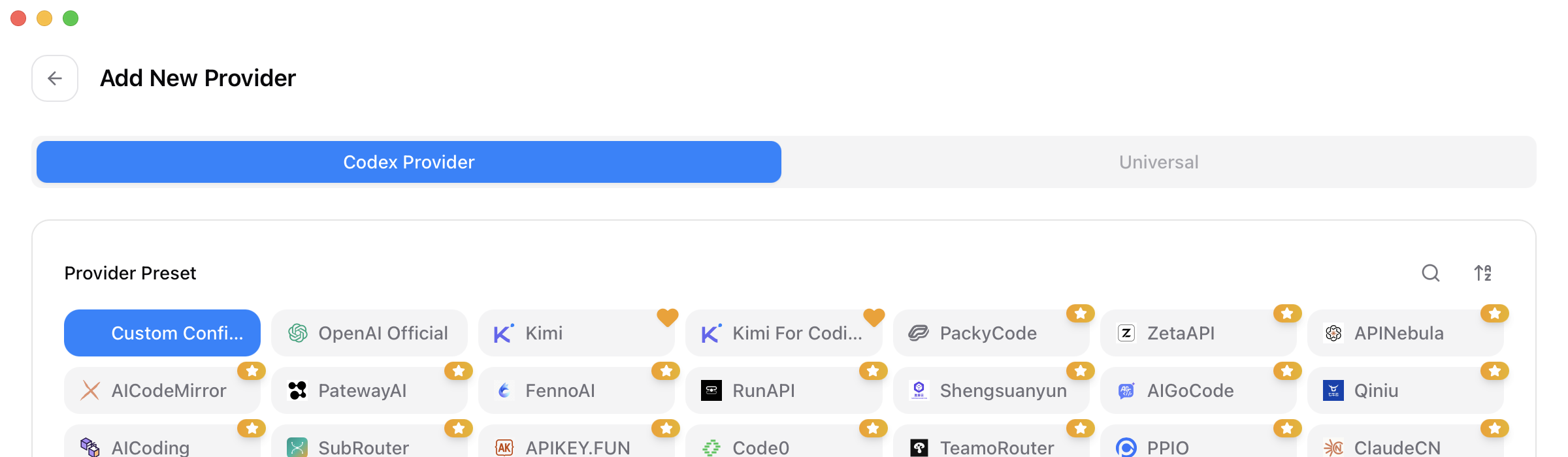 Add a custom Codex provider